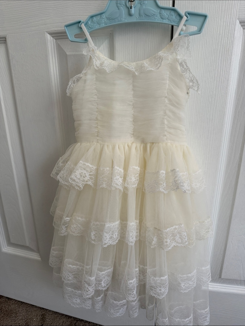 Girls' Ivory Tiered Lace Formal Dress